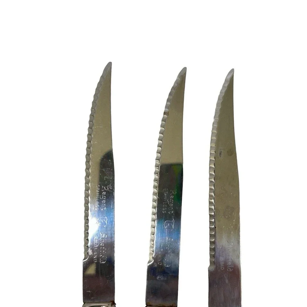Vintage 1960s Regent Sheffield Stainless Bakelite Steak Knife Set(6) With Block